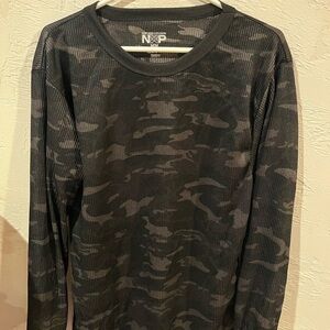 Men's Black Camo Mesh Longsleeved Shirt Medium